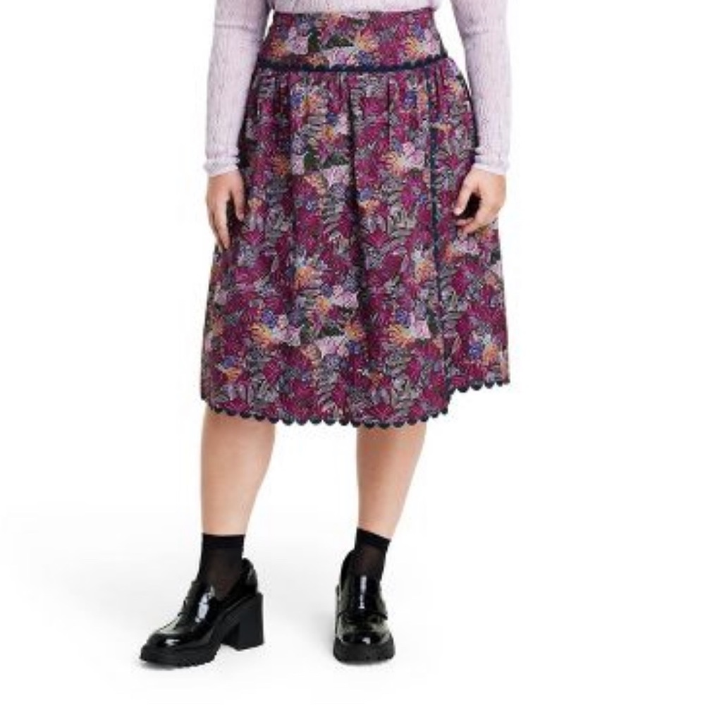 Kika Vargas x Target Coral Reef Scallop Edge Midi Skirt - Purple sz 14